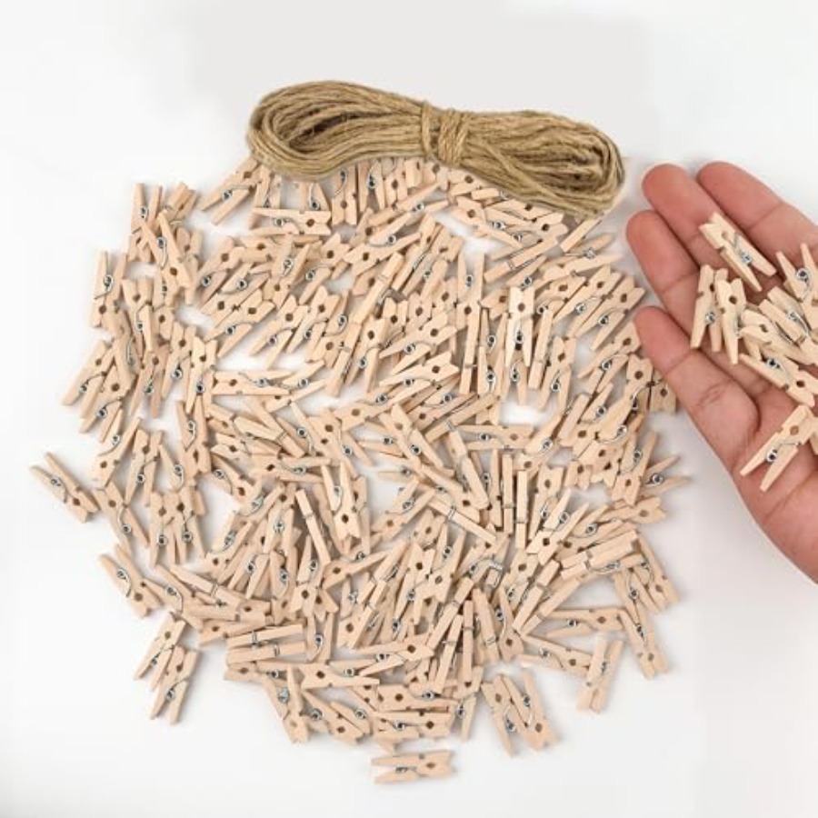 Mini Wooden Clothes Pins, 200  - đánh giá và giá Twine Jute Natural