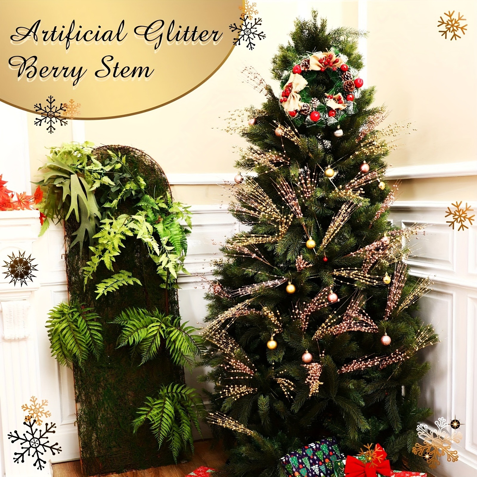 4Pcs Artificial Berry Bouquet  - đánh giá và giá Palm Leaf Dried