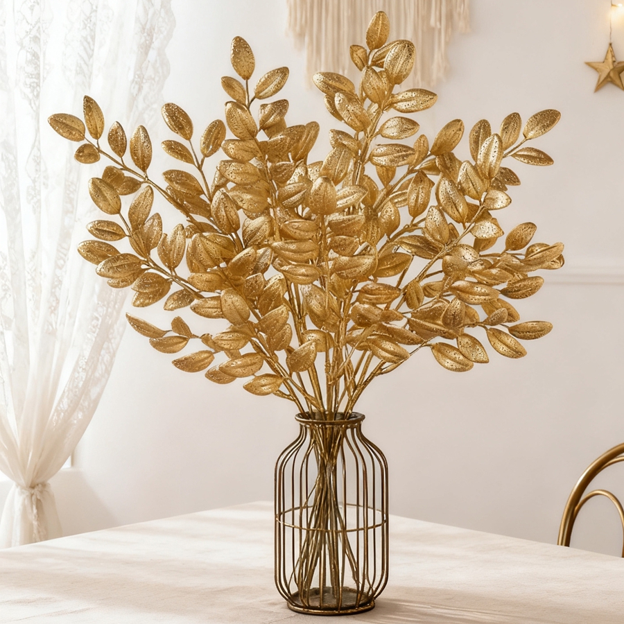 10Pcs Artificial Plant Golden  - đánh giá và giá Palm Leaf Dried