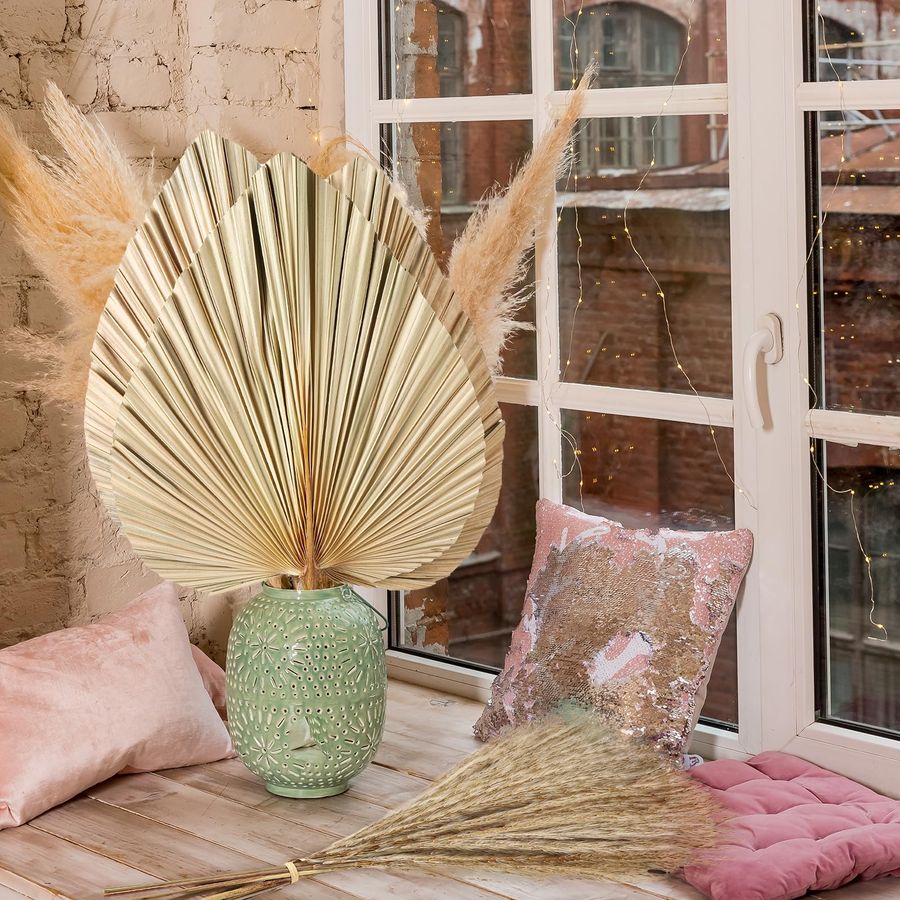 Pcs Boho Dried Pampas Grass De - đánh giá và giá Palm Leaf Dried